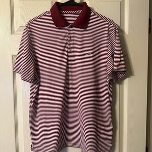Vineyard Vines Burgundy Striped Polo Shirt